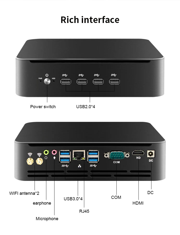 12th Gen Mini PC Gamer Intel I7 1265u I5 1235U 10 Core 12 Threads 2*DDR4 M.2 NVME SSD HD Win11 Office Mini Computer WiFi6