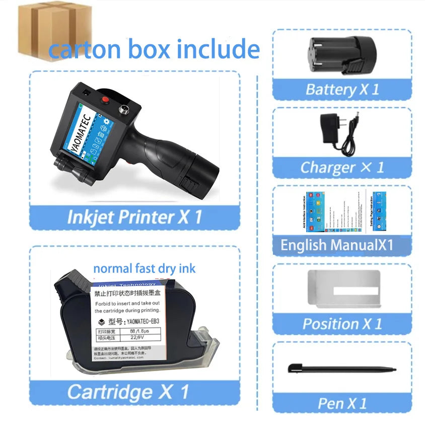S1730 28 language date number logo expiry date label plastic carton hand jet handheld thermal inkjet printer