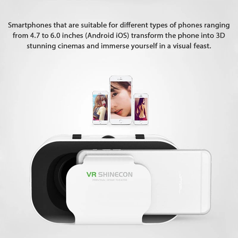 Shinecon 3D VR Glasses Virtual Reality Viar Goggles Headset Devices Smart Helmet Lenses For Cell Phone Mobile Smartphones Viewer