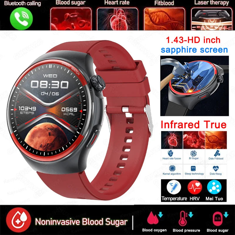 Medical Grade Non invasive Blood Glucose HRV Detection Smart Watch NFC HD Bluetooth call Smart watch Man Woman