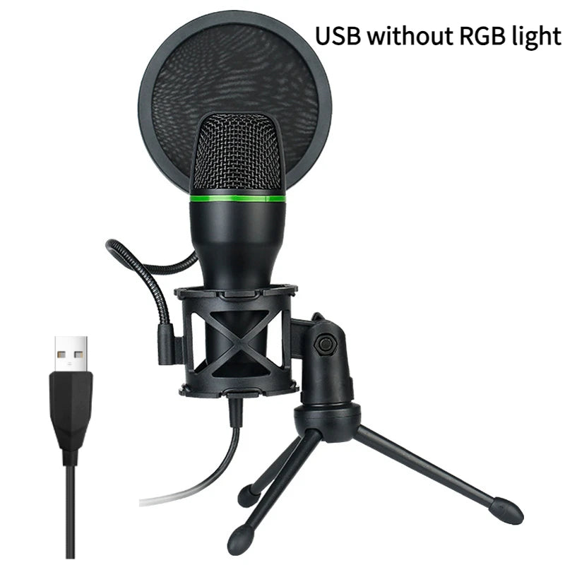 3.5MM/USB Condenser Microphones Professional Microphone Karaoke System Gaming Singing Recording Micro Mic for Computer Laptop