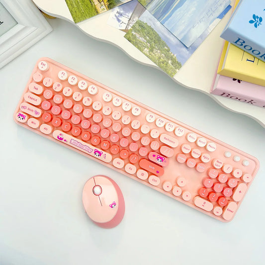 Colorful Sweet Wireless Keyboard And Mouse Set - Combo Pack for Sweet Home Decor And Personal Use