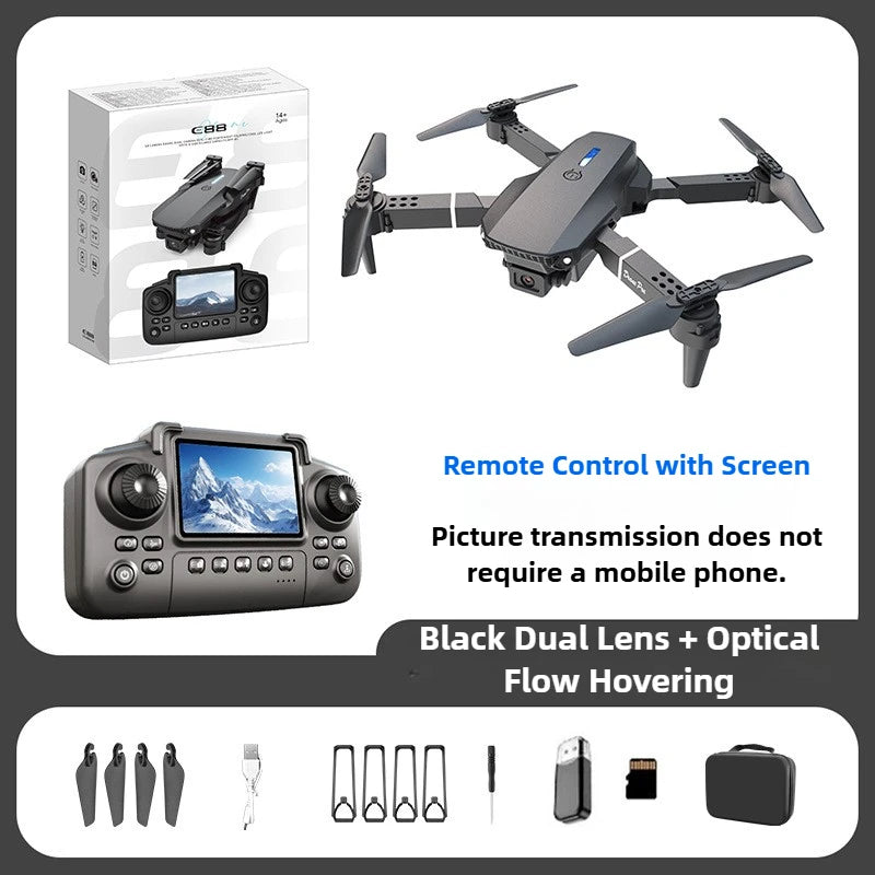 E88 Pro RC Drone WiFi FPV Height Hold Foldable Obstacle Avoidance 4K Wide-Angle HD Camera Quadrotor Helicopter Children's Toys