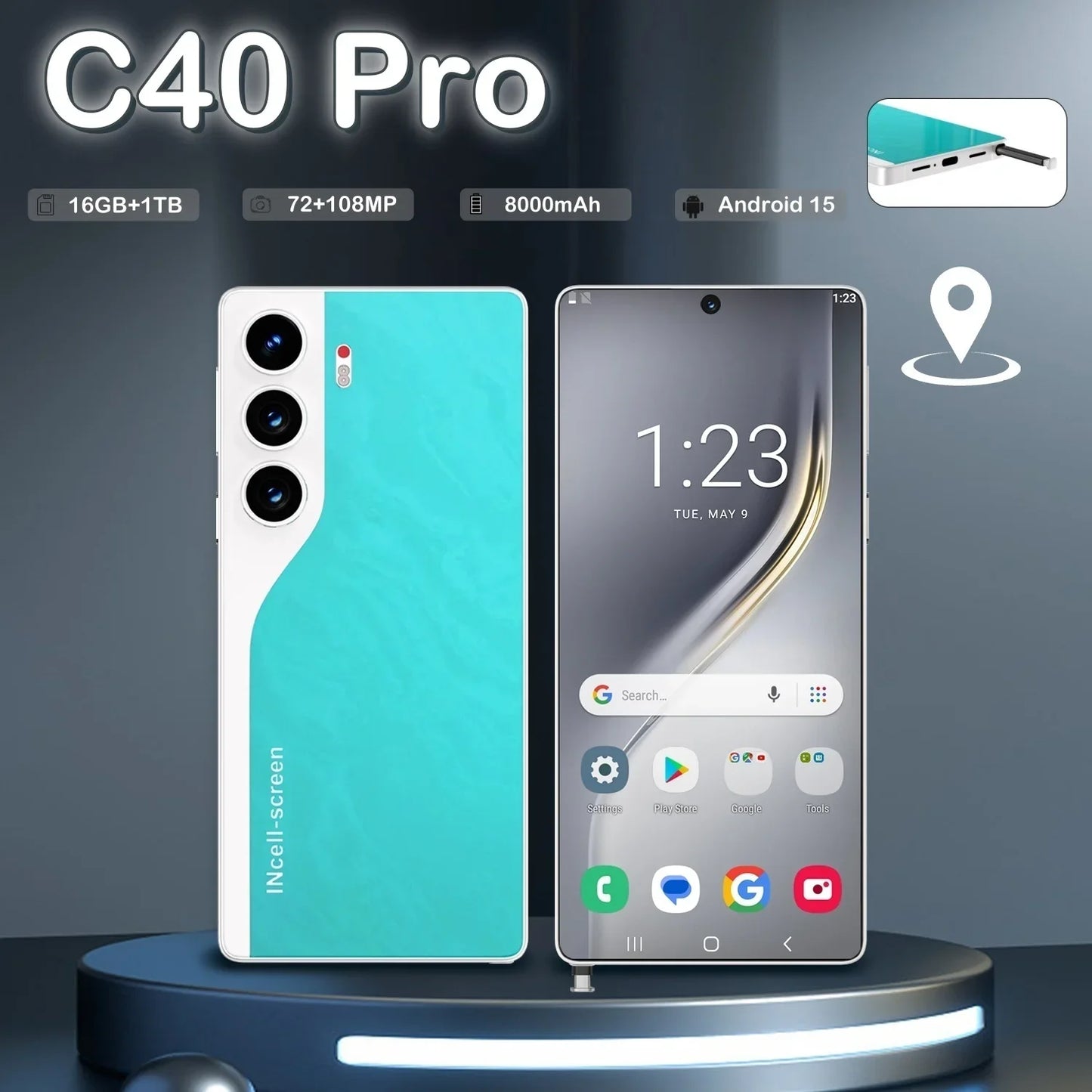 HOT 2025 new C40 Pro original intelligent 4G 5G dual card dual standby Android 14 system global version 108MP 8000mAh battery