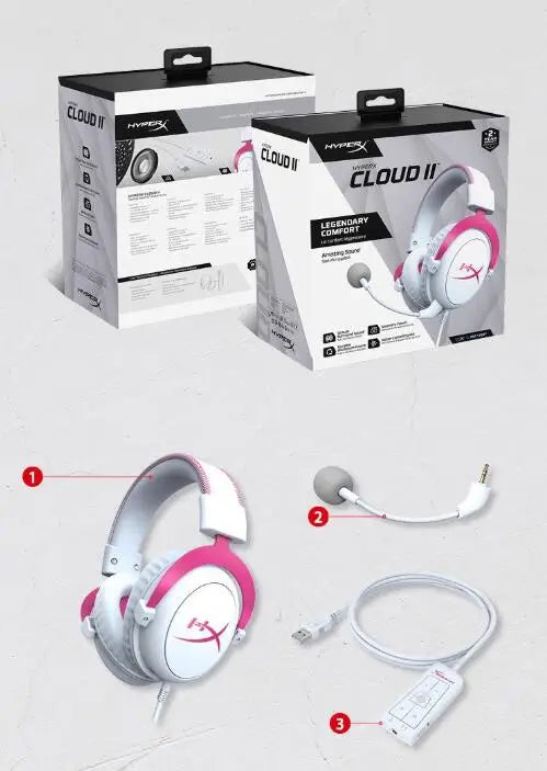 HyperX Cloud 2 II Gaming Headset Hi-Fi 7.1 Surround Sound Detachable 8 Microphone With USB sound card