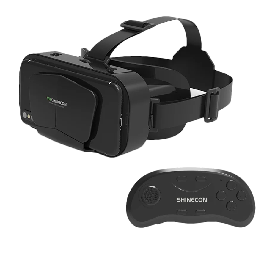 VR Virtual Reality Glasses Home 3D Viewing VR Helmet Suitable for 4.7-7 Inch Large Screen Mobile Phones, Support Game Controller