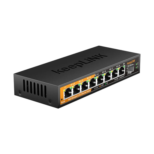 KeepLiNK 9-Port Multi-Gigabit Managed Ethernet Switch with 8-2.5Gb Ports and 1-10Gb SFP+ Uplink