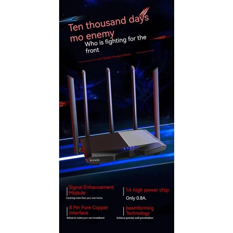 Tengda AC7 wireless router 100M port dual band home "big apartment" and "multi device" fiber optic 5G WiFi wall through "Chinese