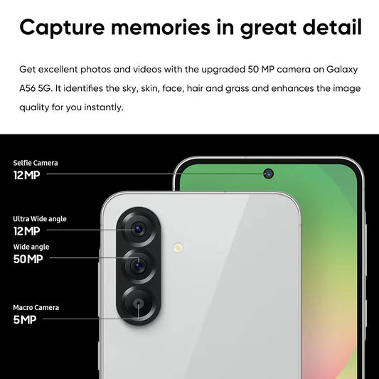 Global Version Samsung Galaxy A56 Exynos 1580 5G Smartphone 6.7" Super AMOLED 120Hz Display 50MP Camera 5000mAh 45W Fast Charge