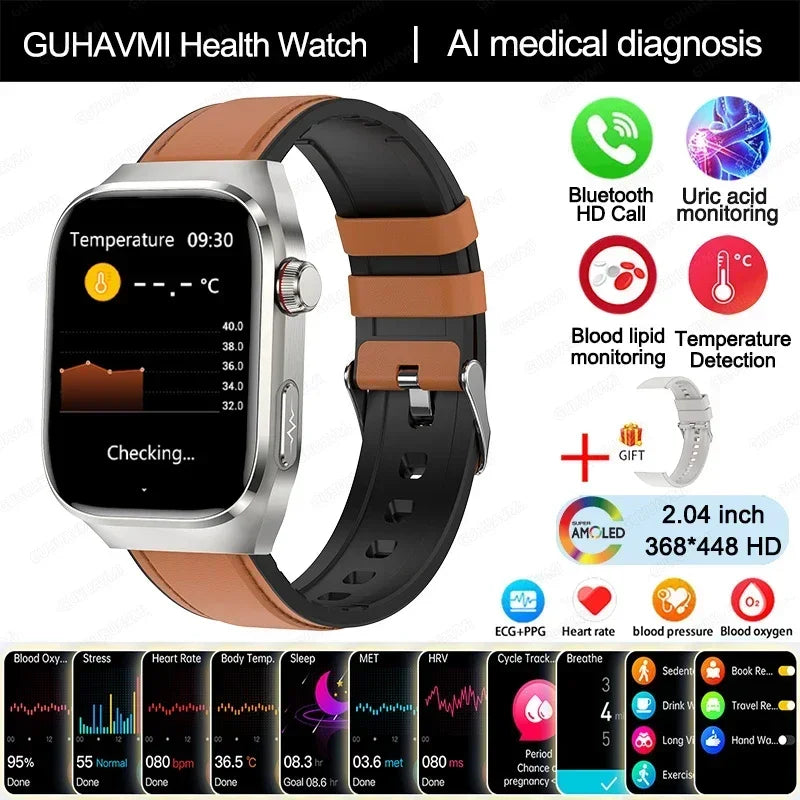 Xiaomi Blood Pressure Uric Acid Body Fat Smartwatch Micro Physical Examination Organ Health Watches Bluetooth Call Smart Watch