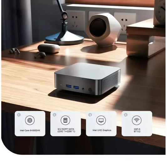 MINI PC Windows 11 Pro Intel Core i9 8950HK DDR4 16GB M.2 SSD 1TB 2TB Computer Gaming Wifi 6 BT5.2 Office UHD Desktop PC Gamer