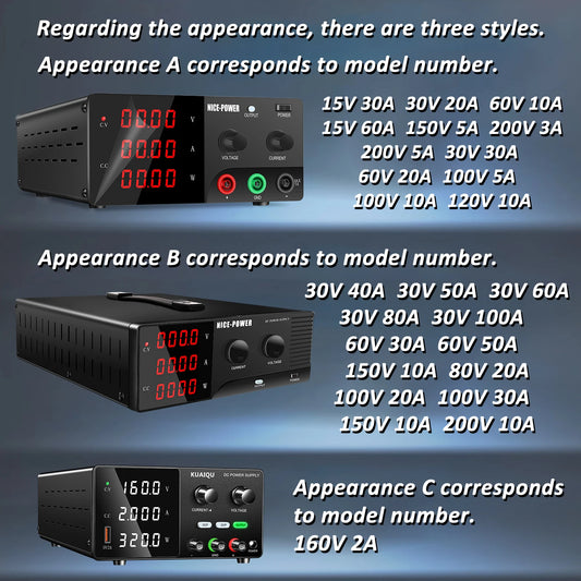 NICE-POWER 1200W 3000W DC Adjustable Power Supply Lab Bench Source 30V 60V 100V 200V 300V10A 30A 60A 80A 100A Voltage Regulator