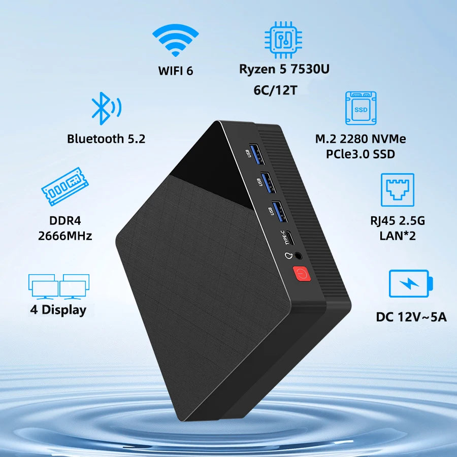 ZXIPC Mini PC Ryzen 7 5800H 6600H 7735HS 4500U DDR4 16GB 512GB Nvme SSD WIFI6 BT5.2 Desktop MINI PC Gamer Computer Four Display