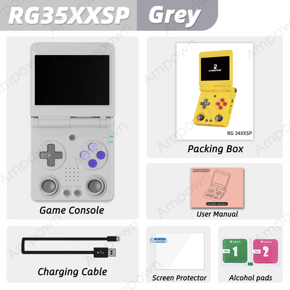 Anbernic RG34XXSP Flip Video Game Consoles 3.4'' IPS Screen TV Output Linux System Hall Magnetic Flip Cover Gaming Player Gifts