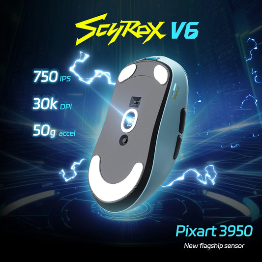 SCYROX V6 Gaming Mouse, Pixart 3950, Omoron Switches, Web Based Software, 8K Dongle Included