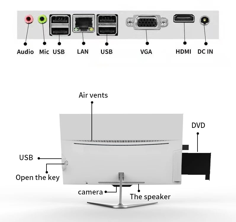 All in One Desktop Computer Intel Core i7-3770 8GB DDR3 SSD 24 Inch Gaming PC Complete Full Set Monoblock PC All In One Computer