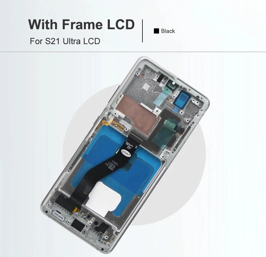 AMOLED S21 Ultra Screen Assembly for Samsung Galaxy S21 Ultra 5G G998B G998B/DS Lcd Display Touch Screen with Fingerprints