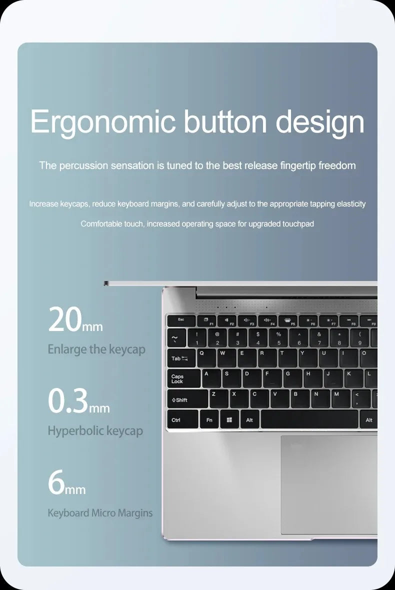 Ultra Slim Laptop 14.1" 16GB RAM 2TB SSD Intel N3700 Gaming PC 1920*1080 Display Office Study Computer PC Windows 11 Pro