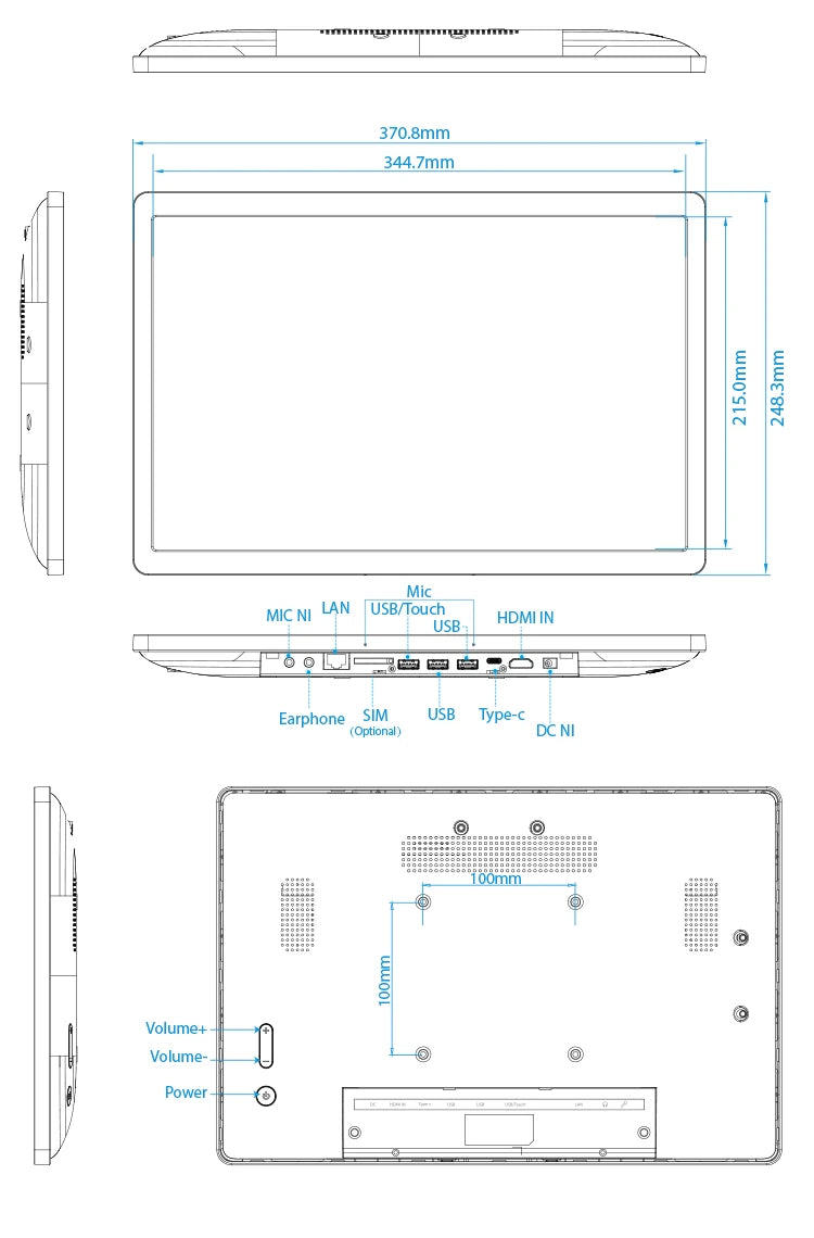 16“ 1920*1200 Android PoE Industry Tablet wall mounted-touch screen monitor 2 in 1, wifi, RJ45,Typc-C, HDMI in, RK3399, 4GB+32GB