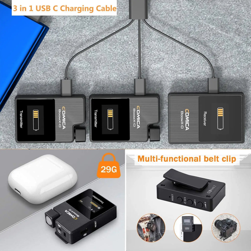 Comica BoomX-D 2.4G Wireless Microphone Dual-channel Lapel Microphone Condenser Lavalier Mic For PC Smartphone Camera Youtube