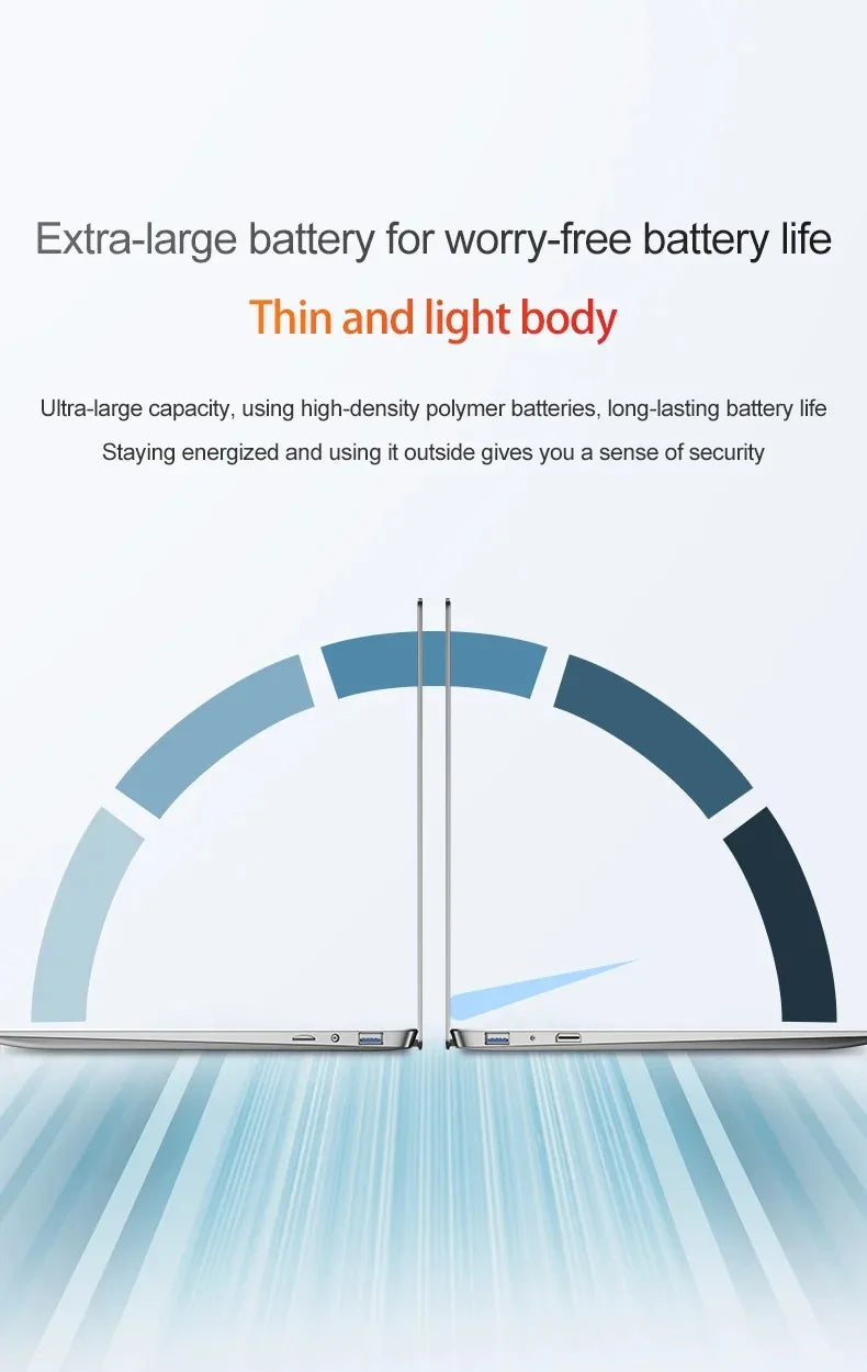 Ultra Slim Laptop 14.1" 16GB RAM 2TB SSD Intel N3700 Gaming PC 1920*1080 Display Office Study Computer PC Windows 11 Pro