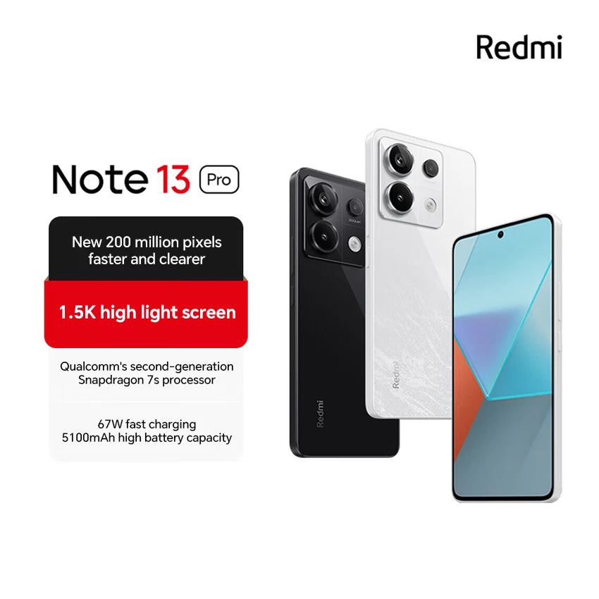 Xiaomi Redmi Note 13 Pro 5G Smartphone Chinese Version 6.67" Snapdragon 7S Gen 2 5100mAh Battery 67W Fast Charging 200 MP
