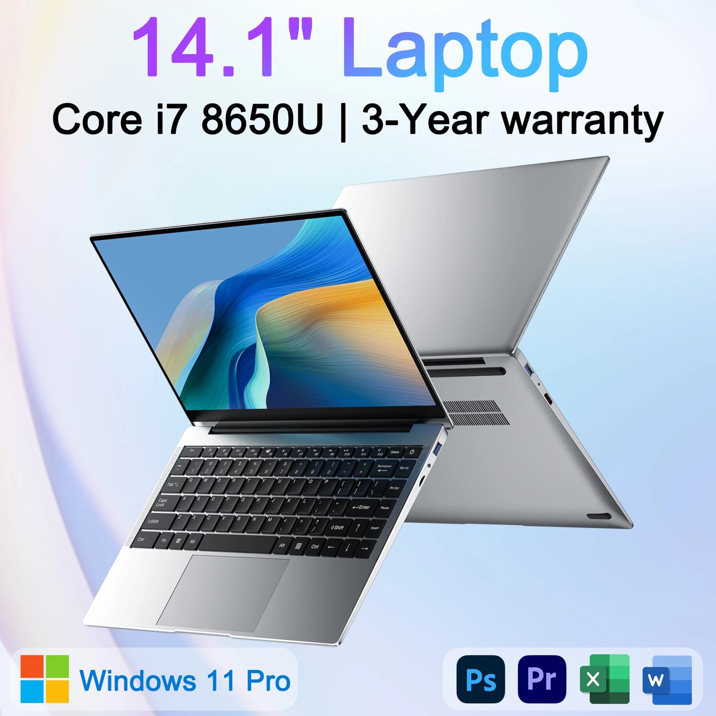 Ultra Slim Laptop Intel Core I7 8650U 14.1 Inch 32GB RAM 2TB SSD Gaming PC for Office Study Windows 11 pro
