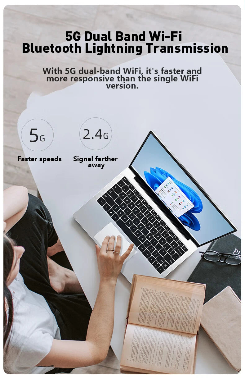 Ultra Slim Laptop Intel Core I7 8650U 14.1 Inch 32GB RAM 2TB SSD Gaming PC for Office Study Windows 11 pro