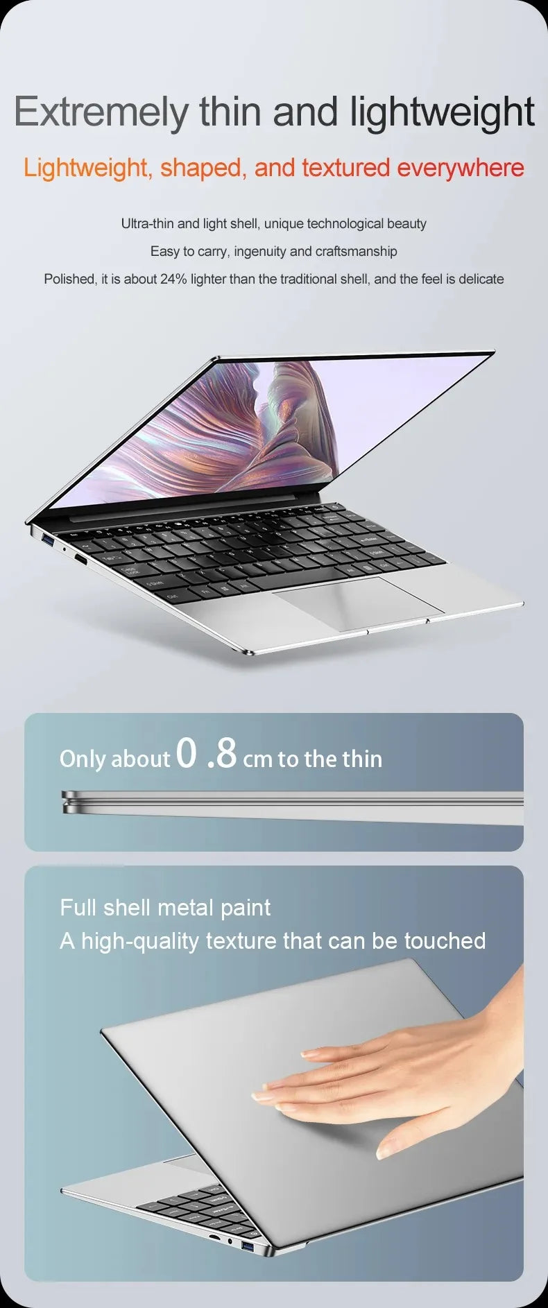 Ultra Slim Laptop 14.1" 16GB RAM 2TB SSD Intel N3700 Gaming PC 1920*1080 Display Office Study Computer PC Windows 11 Pro