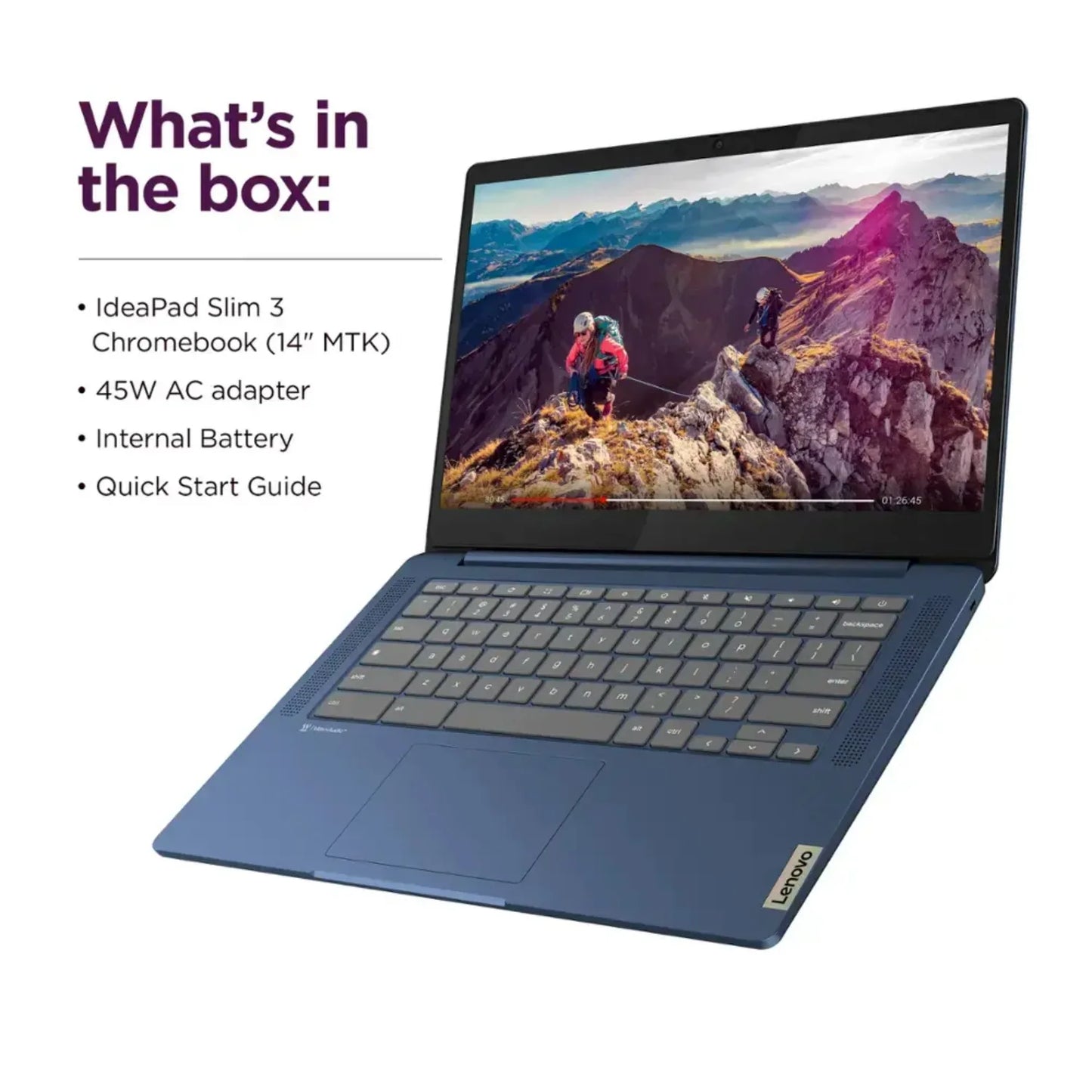 Lenovo Chromebook 14" Business Touchscreen Laptop,MediaTek Kompanio 520,4GB,64GB eMMC,Chrome OS,Abyss Blue