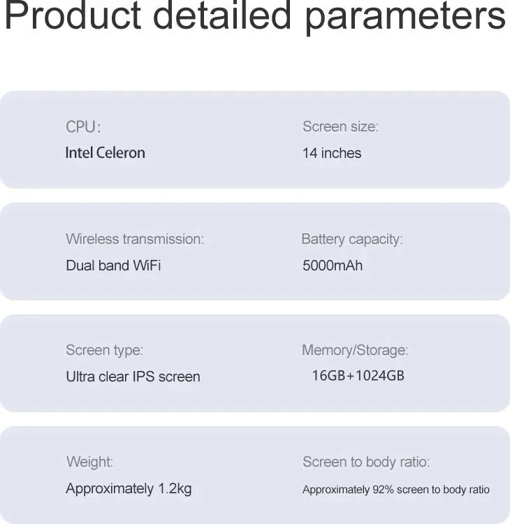 New Ultra Slim Laptop 14.1" 16GB RAM 2TB SSD Intel N3700 Gaming PC 1920*1080 Display Office Study Computer PC Windows 11 Pro