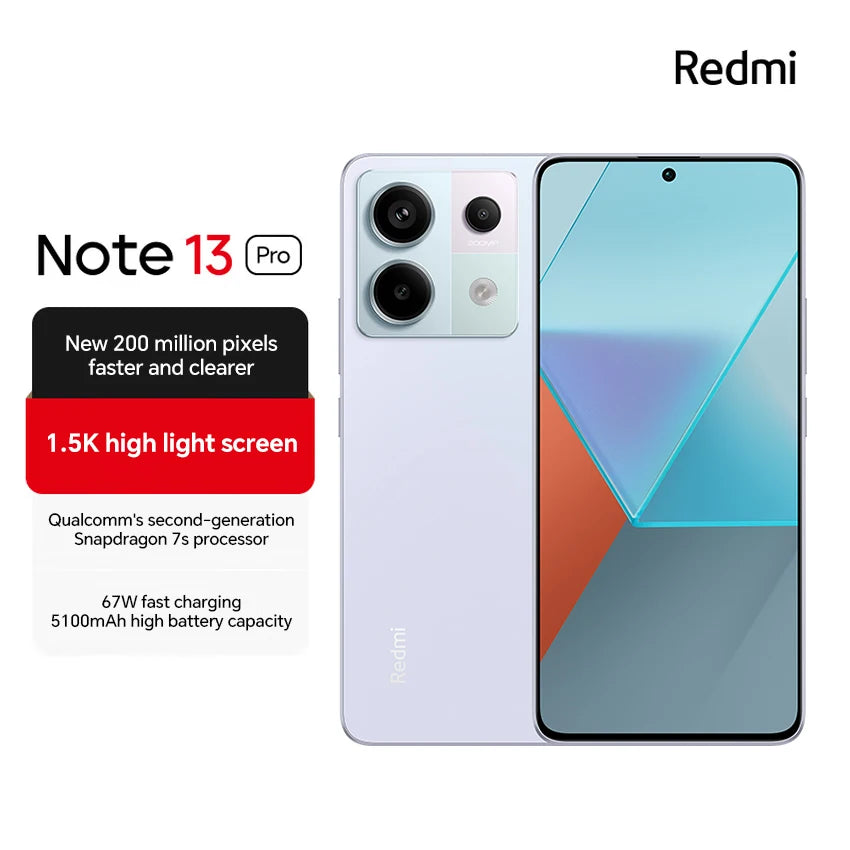 Xiaomi Redmi Note 13 Pro 5G Smartphone Chinese Version 6.67" Snapdragon 7S Gen 2 5100mAh Battery 67W Fast Charging 200 MP