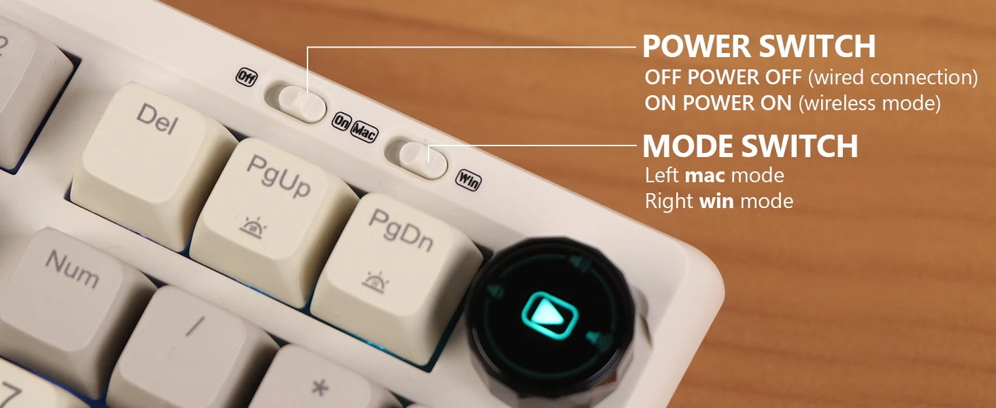 EPOMAKER RT100 97key 95% Bluetooth 5.0/2.4G Wireless/Wired Mechanical Keyboard Customizable Mini Display Gasket-mounted