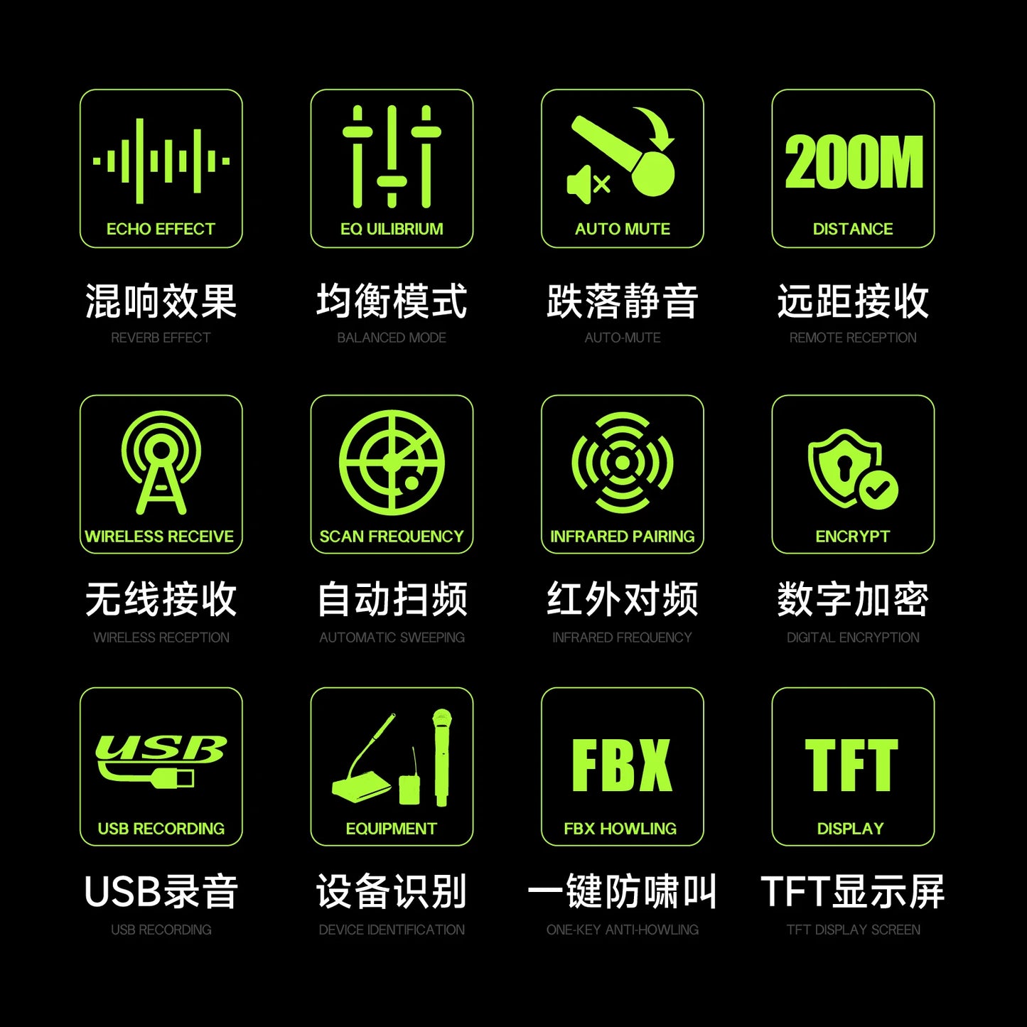 X-DUOMIC M300PRO true diversity one to four wireless microphone professional stage performance balanced reverb anti-howling