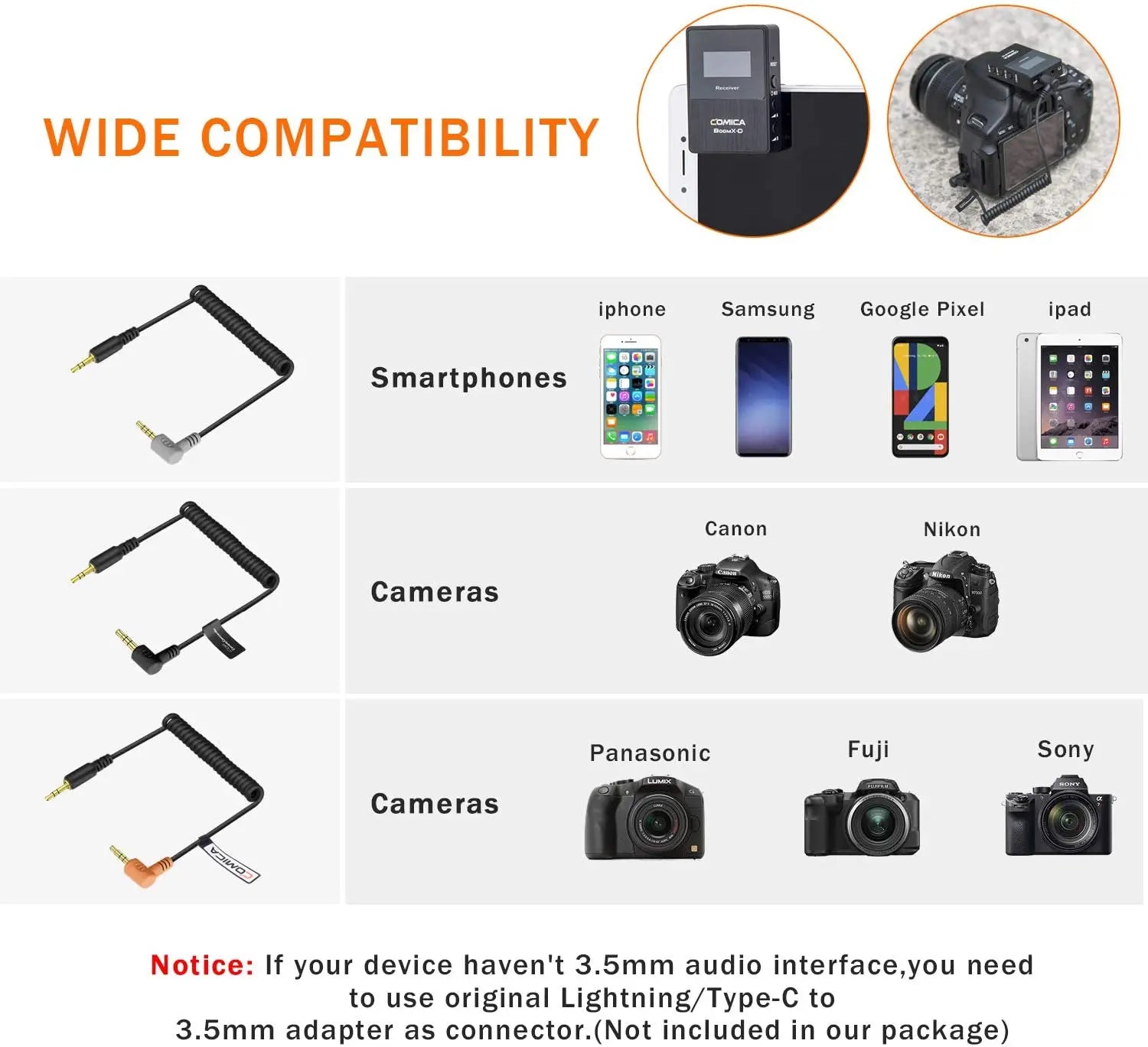 Comica BoomX-D 2.4G Wireless Microphone Dual-channel Lapel Microphone Condenser Lavalier Mic For PC Smartphone Camera Youtube