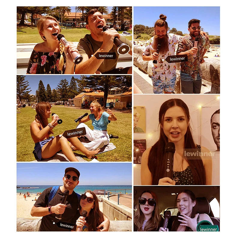 Lewinner L-699 Professional Karaoke Microphone Wireless Speaker Portable Bluetooth microphone for phone support record TF play