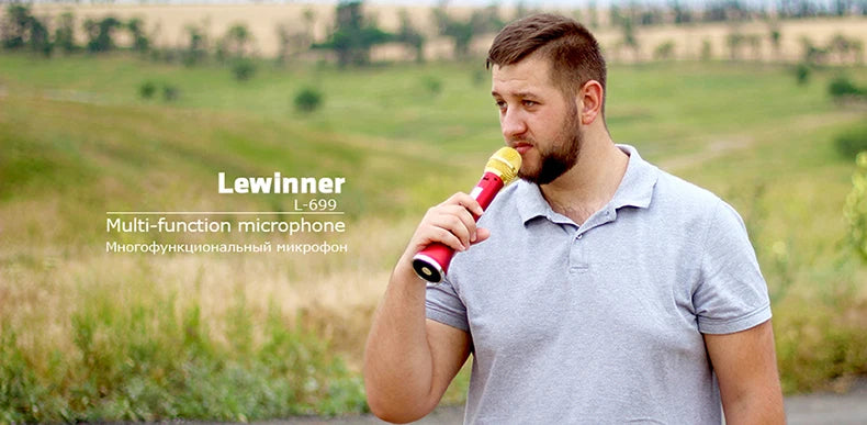 Lewinner L-699 Professional Karaoke Microphone Wireless Speaker Portable Bluetooth microphone for phone support record TF play