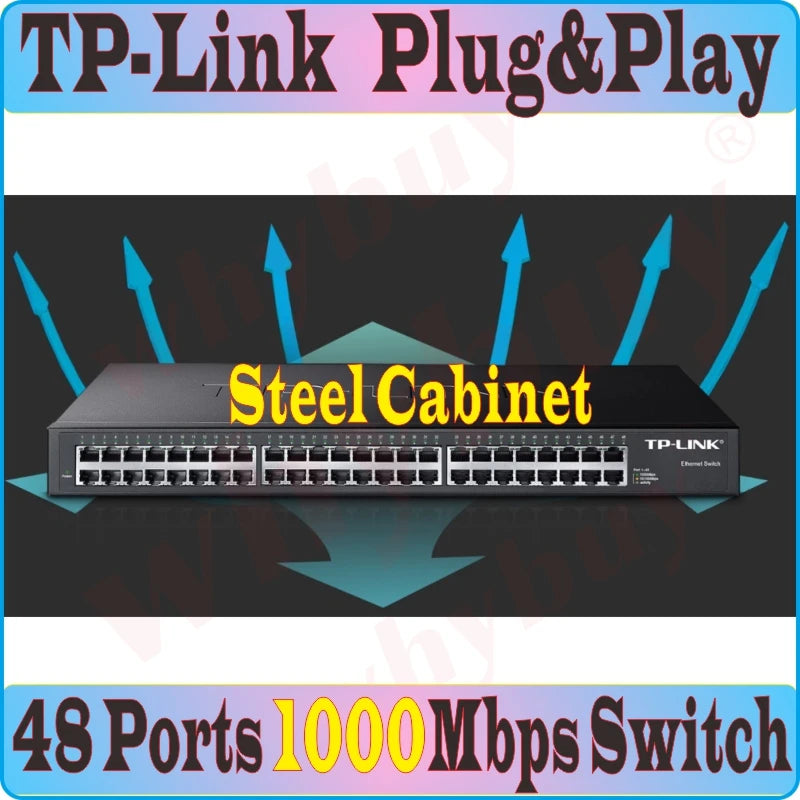Plug&Play 48 Ports Desktop Gigabit 1000Mbps Switch Ethernet Network Switch LAN Hub Full or Half duplex Exchange RJ45 Data Switch