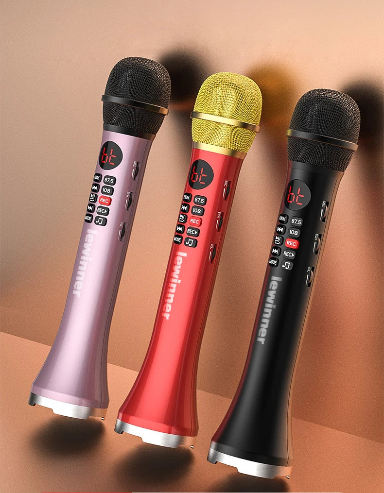 Lewinner L-699 Professional Karaoke Microphone Wireless Speaker Portable Bluetooth microphone for phone support record TF play