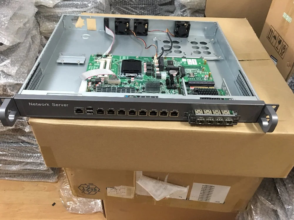 19 inch standard 1U server Core i5 8400 with 8*NICs and 4*Fiber SFP 10000M LAN for Firewall Appliance Network Security computer