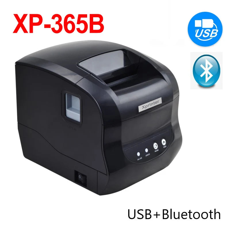 Xprinter 365B Thermal Label Printer Barcode Sticker Receipt Printer Support 20-80mm 2 In 1 Print Machine for Android iOS Windows