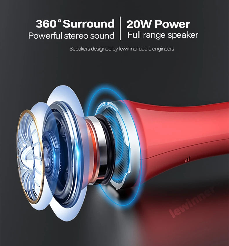 Lewinner L-699 Professional Karaoke Microphone Wireless Speaker Portable Bluetooth microphone for phone support record TF play