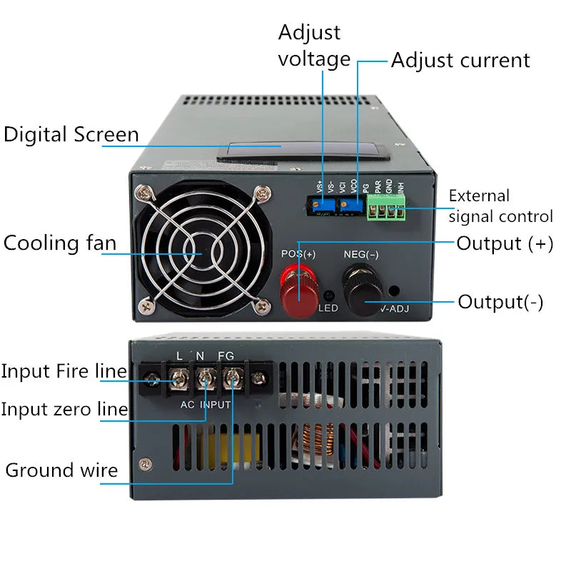 2000W DC Switching Power Supply Display Voltage Adjustable 0-12V15V 24V 36V 48V 60V 72V 80V 90V 100V 110V 220v 300v AC DC  SMPS