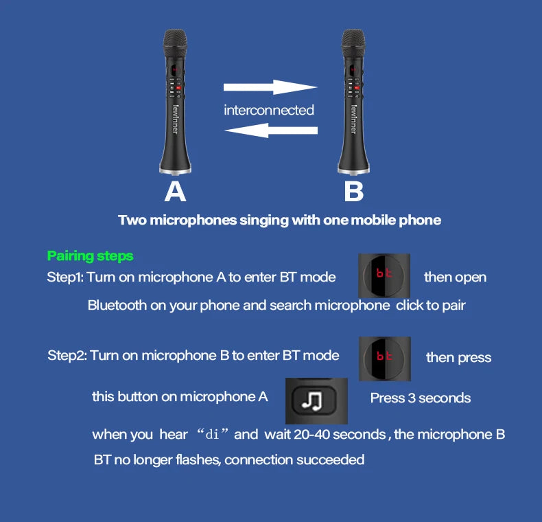 Lewinner L-699 Professional Karaoke Microphone Wireless Speaker Portable Bluetooth microphone for phone support record TF play