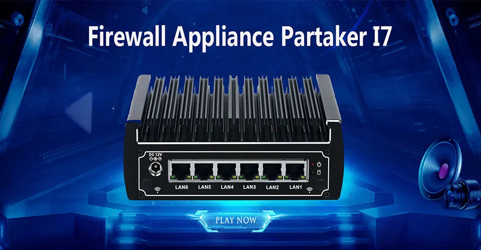 Partaker F4 Intel Celeron 3855U pfsense firewall cheap mini server computer with 6 intel 1000M LAN Port