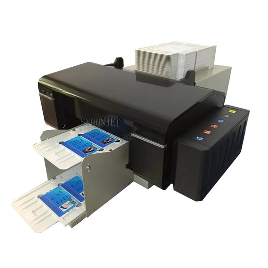 Automatic PVC id cards inkjet printer with 52 trays for Epson L800 printer for id card CD-DVD printing machine