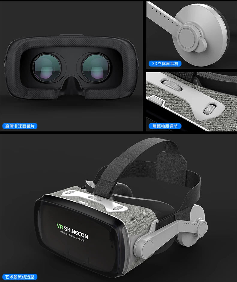 Gafas  3D vitualles, Shinecon Casque Viar 3D, auriculares de realidad virtual, lentes para teléfono inteligente, binoculares para videojuegos