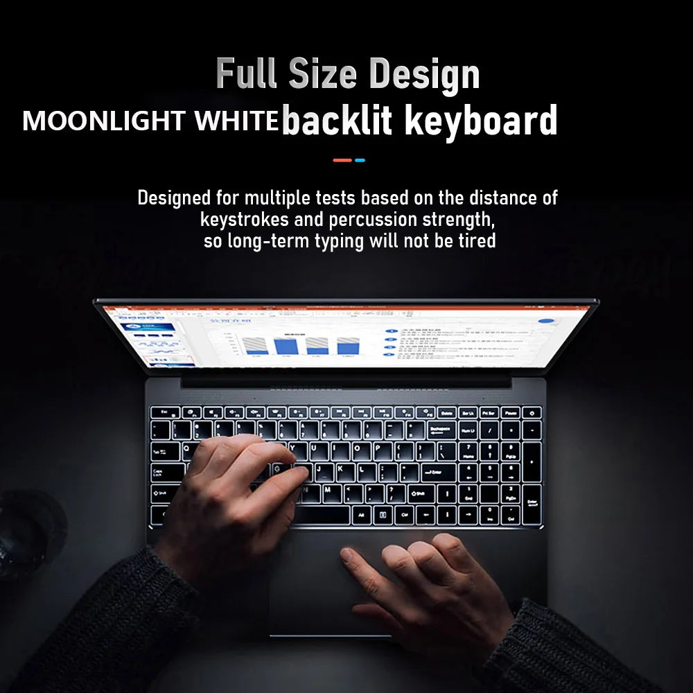 15.6-inch IPS Screen 16GB RAM  256GB SSD Intel Celeron 11th  N5095 Business Netbook Windows 10 11 Pro Gaming Notebook Portable