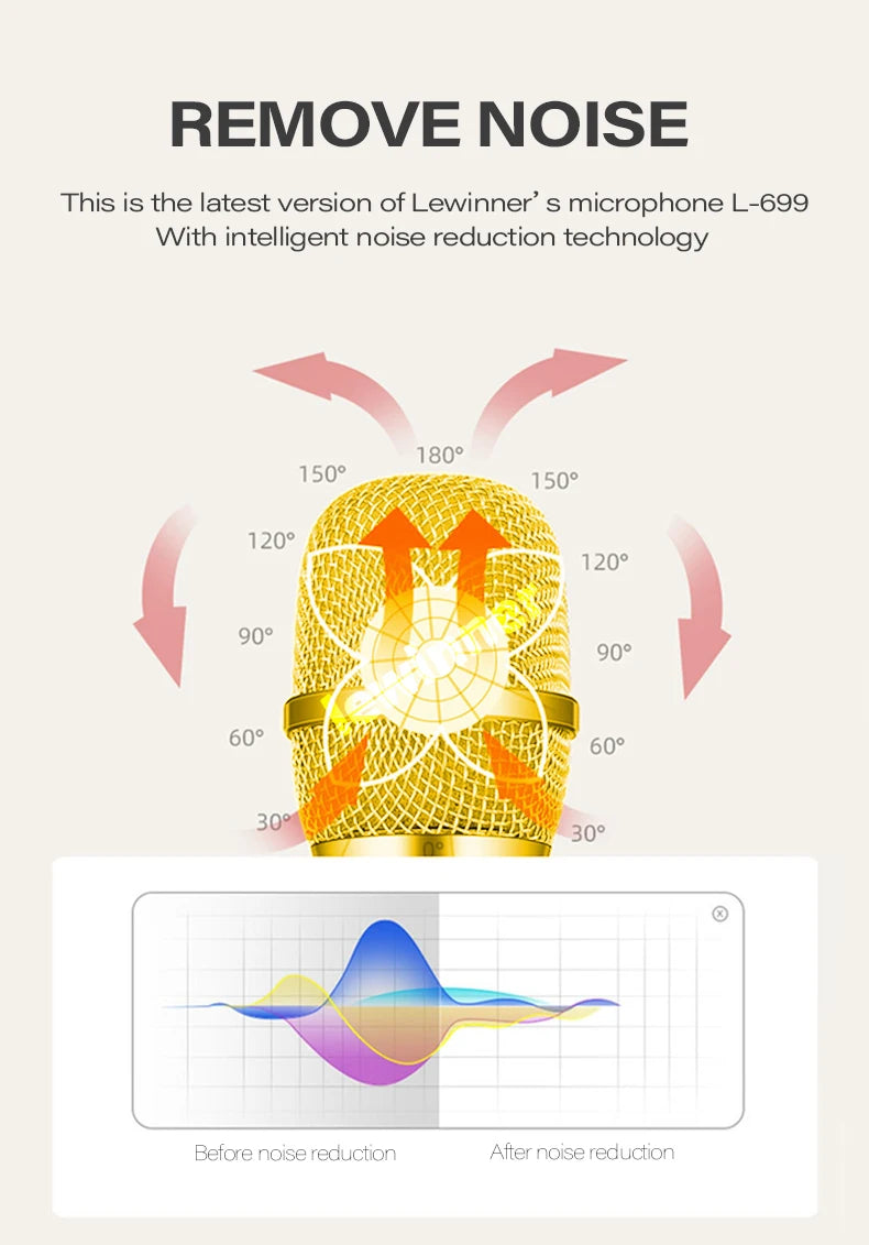 Lewinner L-699 Professional Karaoke Microphone Wireless Speaker Portable Bluetooth microphone for phone support record TF play