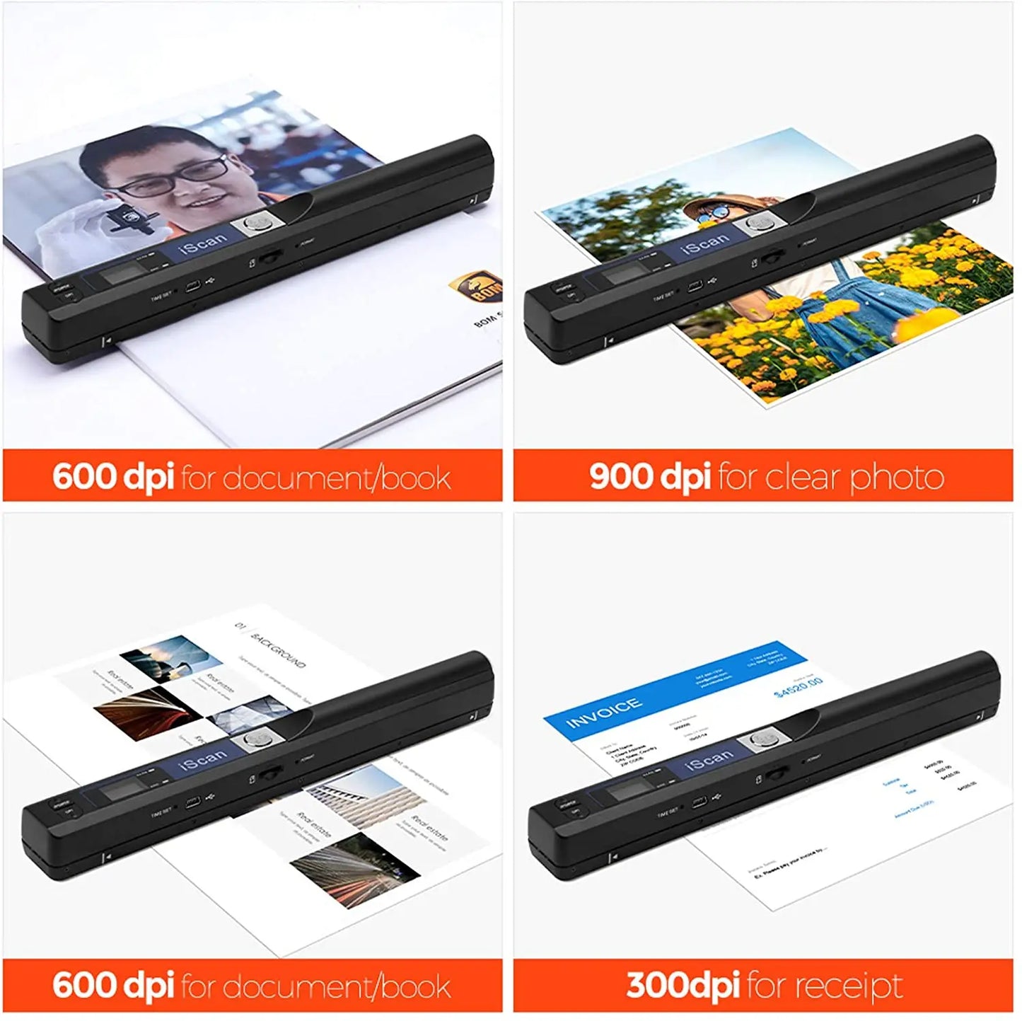 iScan Portable Handheld Scanner A4 Document Wireless Scanner for Home Business Photo Picture Receipts Scan Support JPG/PDF Keep
